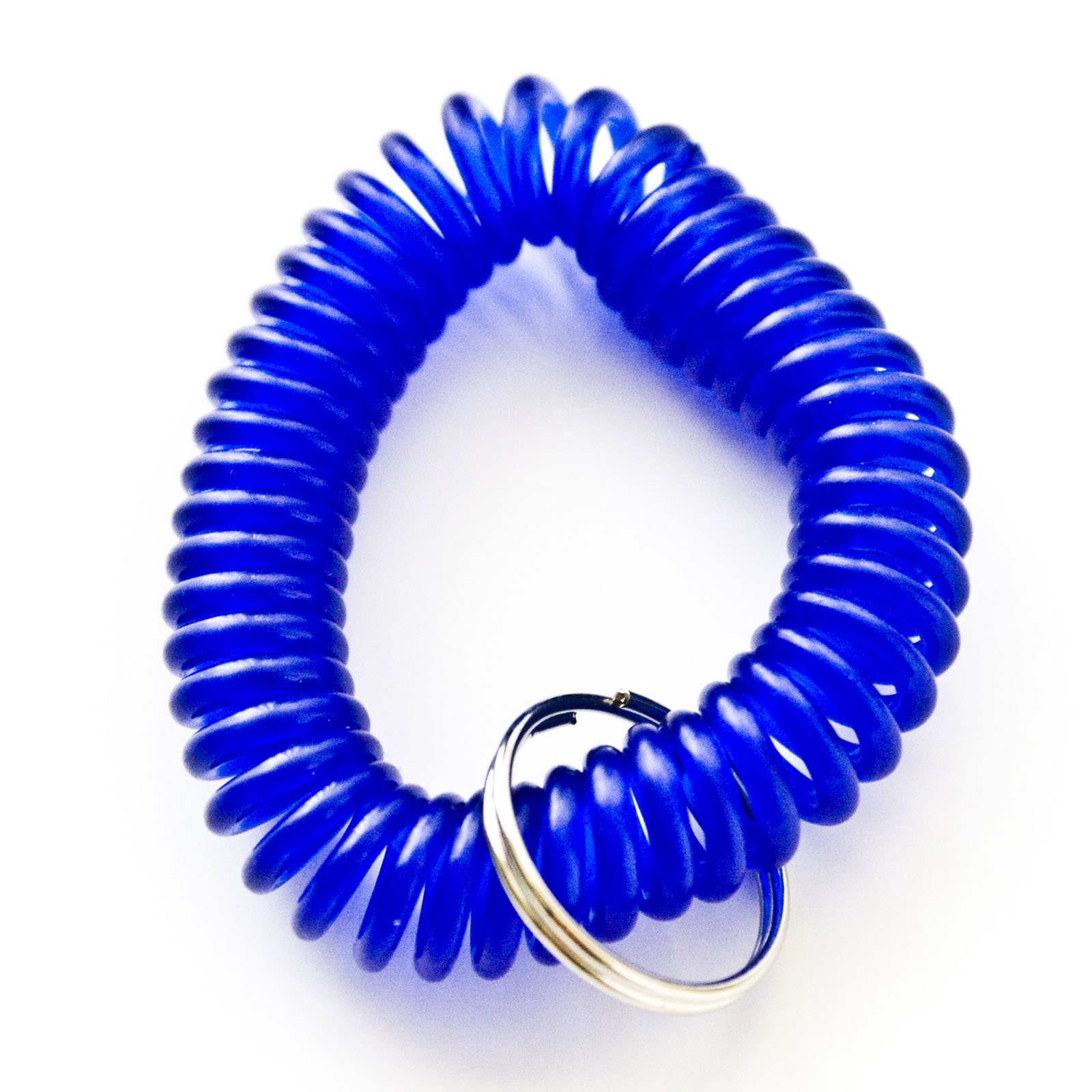 ONDEPOT 100pcs Blue Color Soft Spring Spiral Wrist Coil Elastic Wrist Band Key Ring Chain