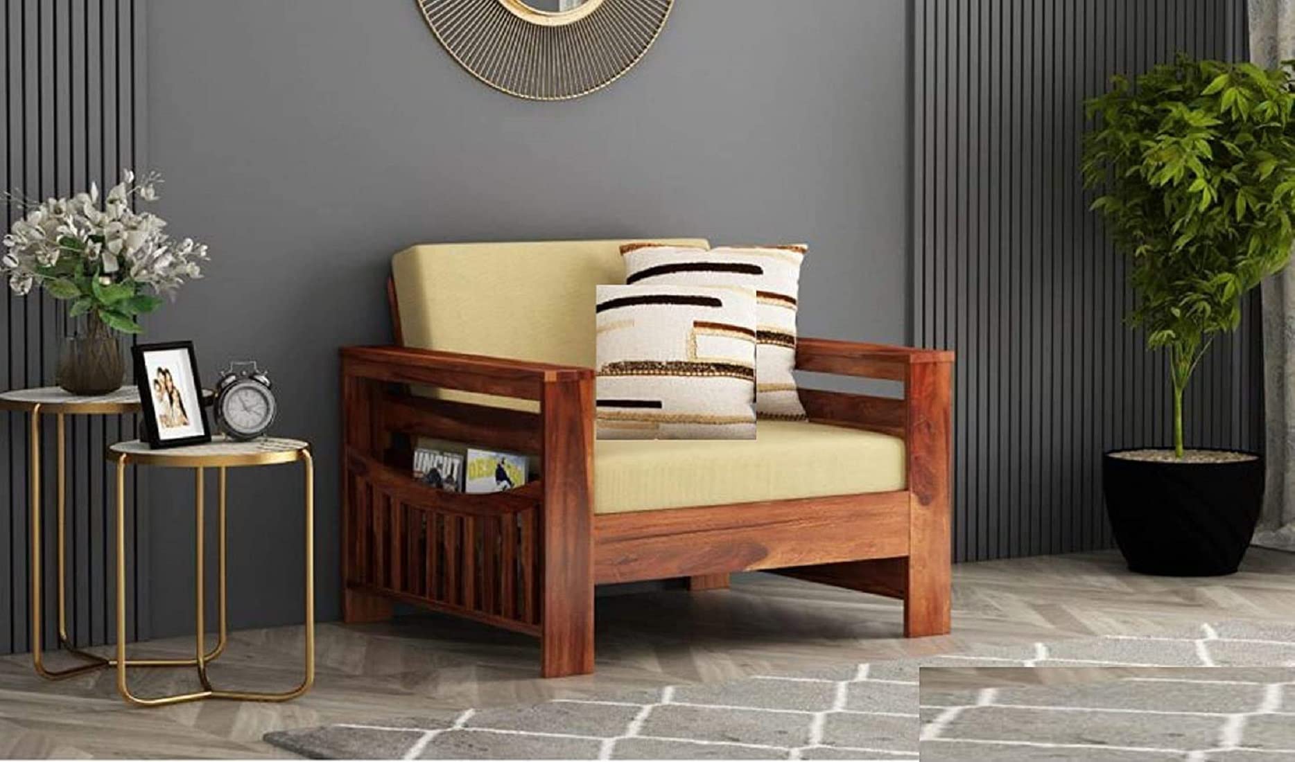 BN Furniture Solid Sheesham Wood Sofa Set – 5, 3, 2&1 Seater | Wooden Sofa Set for Living Room Stylish & Durable Wooden Sofa for Home, Office, Hall & Guest Room (Antique-01-Beige, Single Seater) (B0BV6R4W3G) Amazon Price History, Amazon Price Tracker