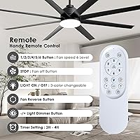 Vista 2 de 72 Inch Industrial Ceiling Fan - Black Big Ceiling Fans with Light, Large Ceiling Fan with 6-Speed Remote Control, Outdoor Ceiling Fans for