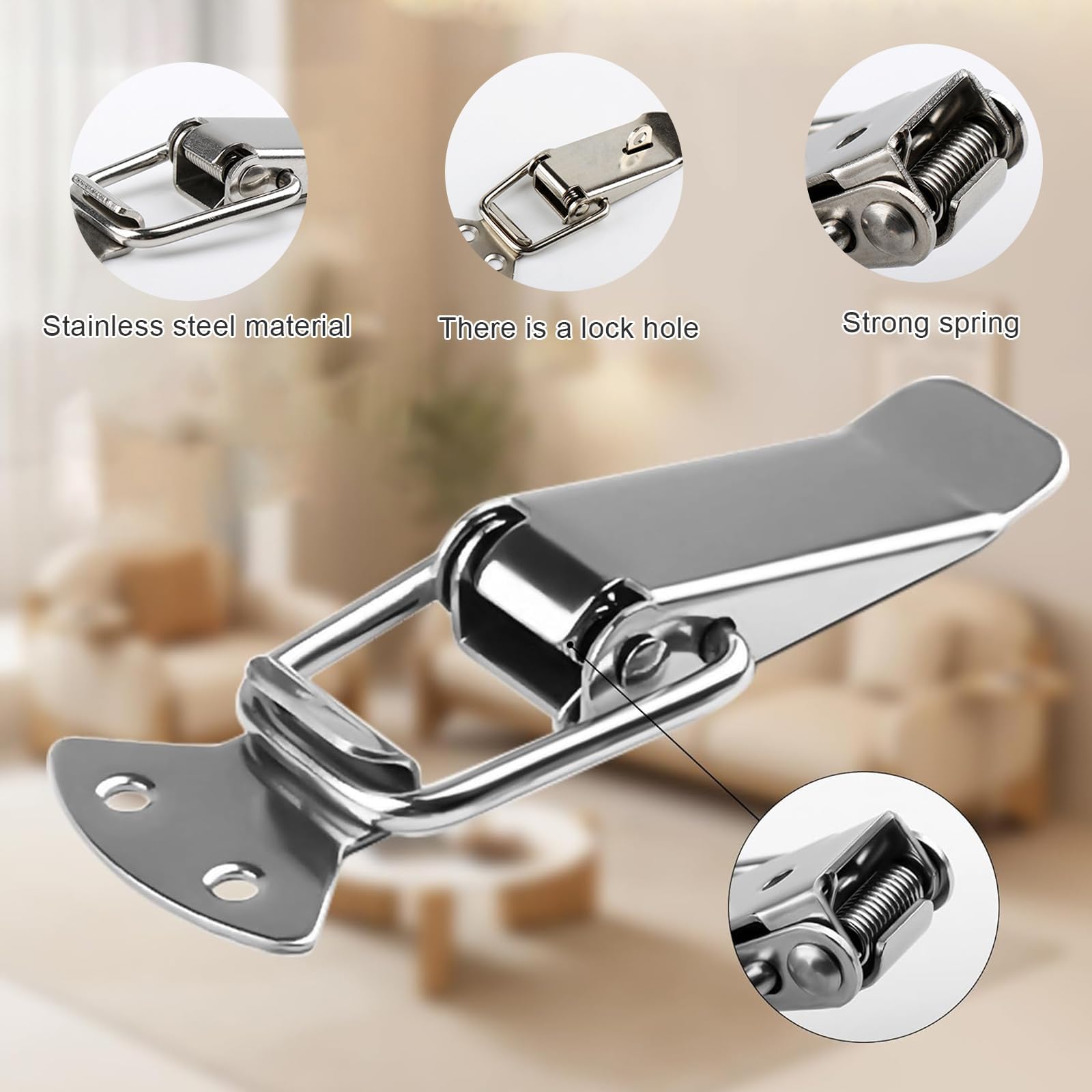 5 Pezzi Chiusura a Leva, Acciaio Inossidabile Fermaglio Chiusure Leva Blocco, Chiusura in Acciaio Inox, Viti Incluse, per Cassette Degli Attrezzi, Armadietti