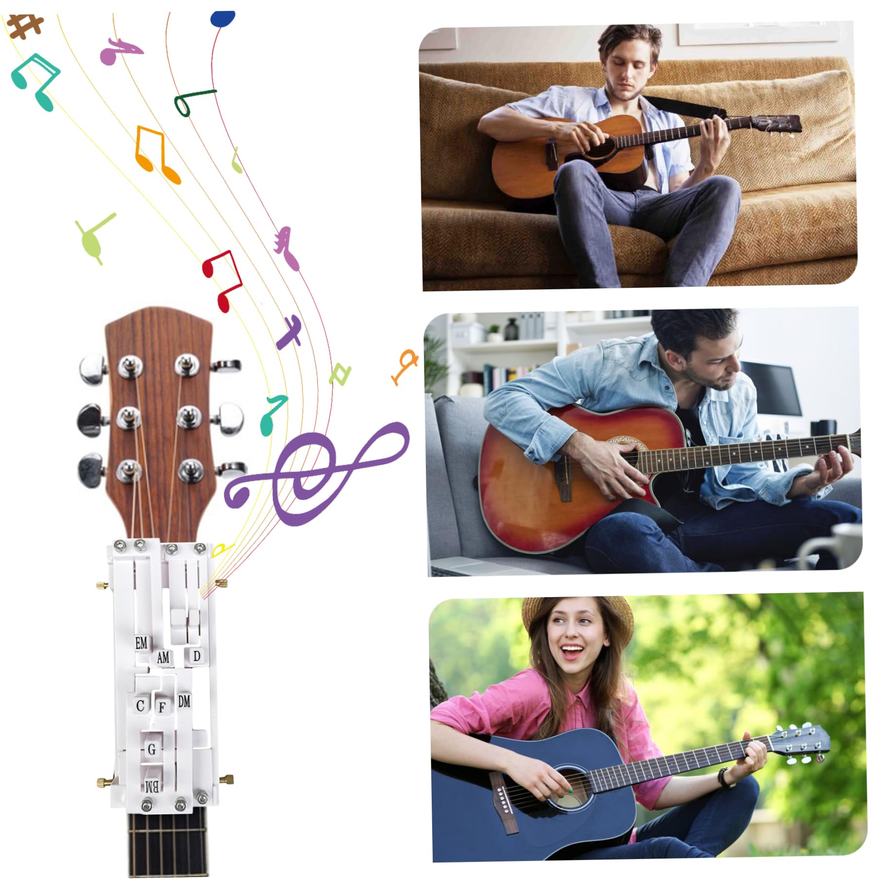 Presseur D'Accords De Guitare - 8 Accords Communs - Apprentissage Facile - Anti-Douleur Doigts