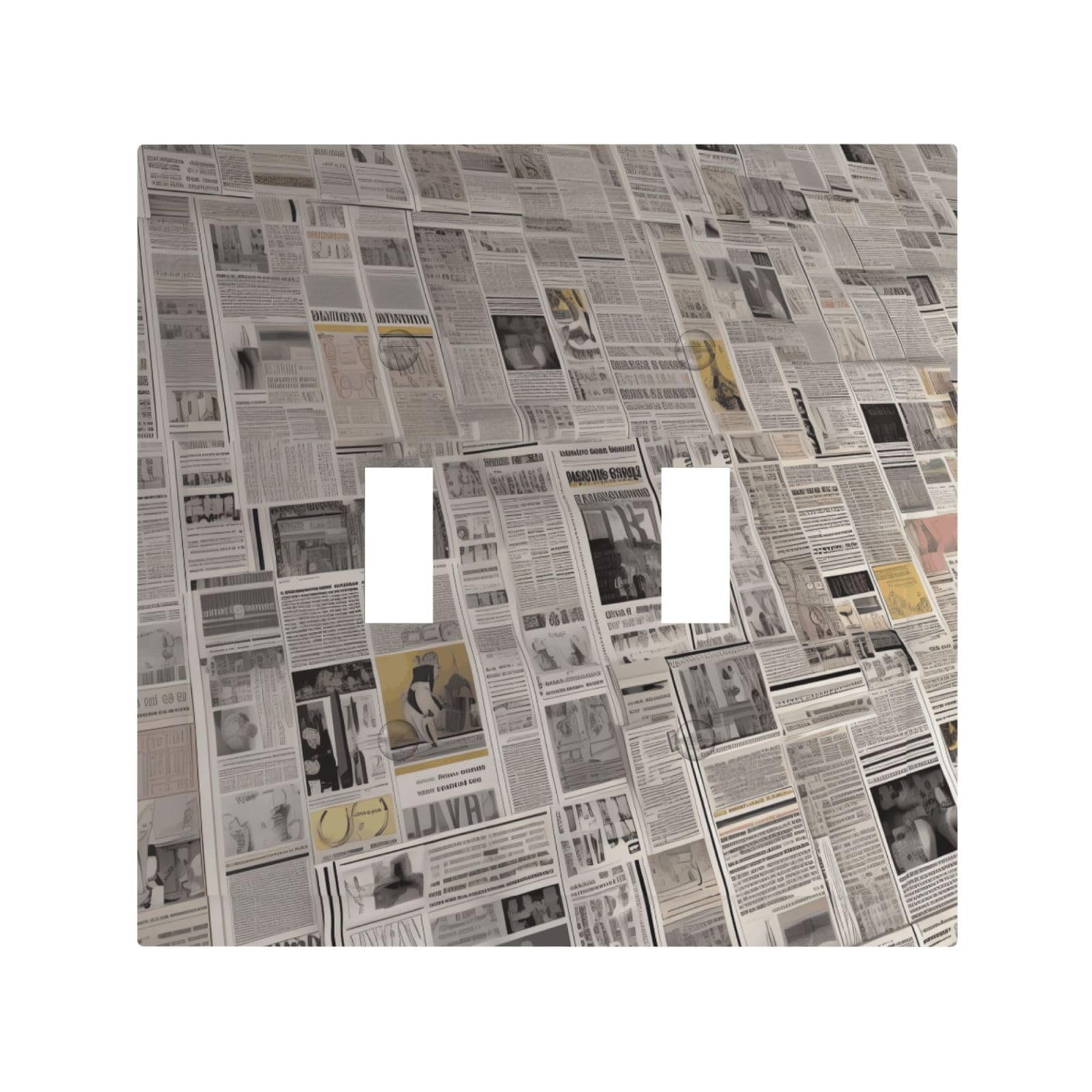 Kloph White Decorator Double Toggle Light Switch Covers Newspaper Wall Plate 2-Gang Mid Size 5" X 4.9" Double Toggle Switch Wallplate Decorative 2 Gang Wall Switch Plate Covers