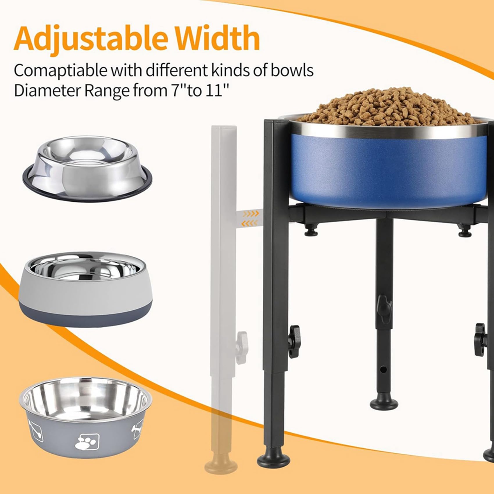 2X Support Gamelle pour Chien, Support Nourriture pour Chien Haut et Réglable, Support Gamelle Surélevé pour Chien, Distributeur d'eau Surélevé pour Chien Taille Moyenne et Grande