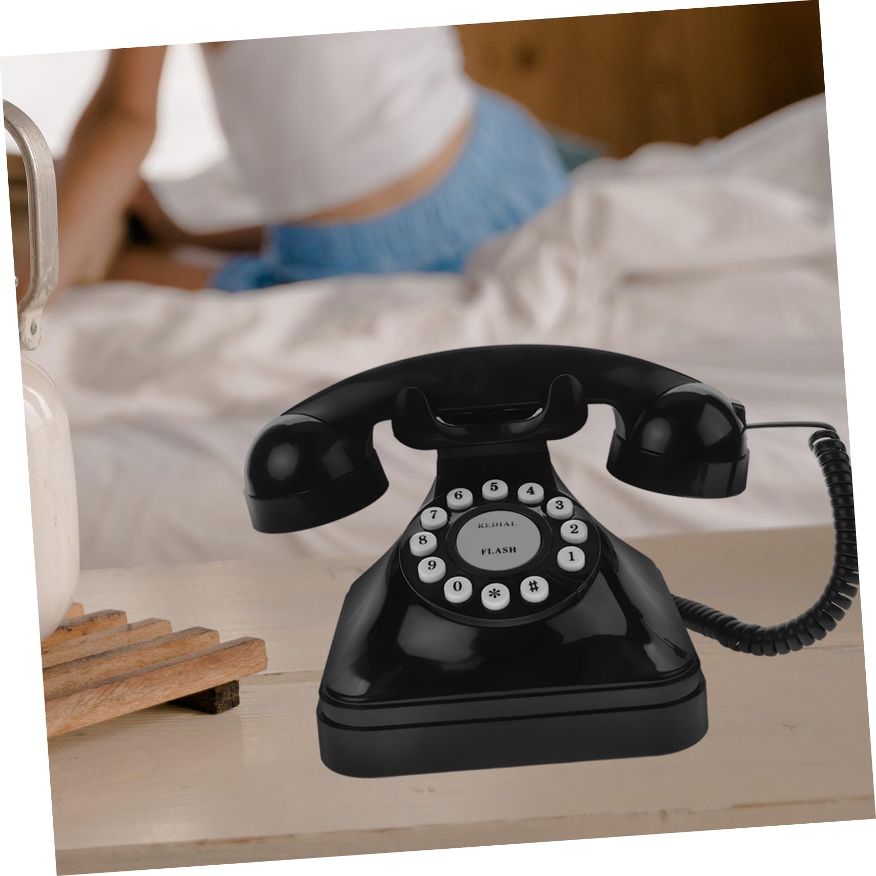 Teléfono Antiguo Retro Vintage Cable Negro Abs para Oficina | Modelo Fijo de Escritorio, Estilo Clásico Elegante, Uso en Hogar y Despacho