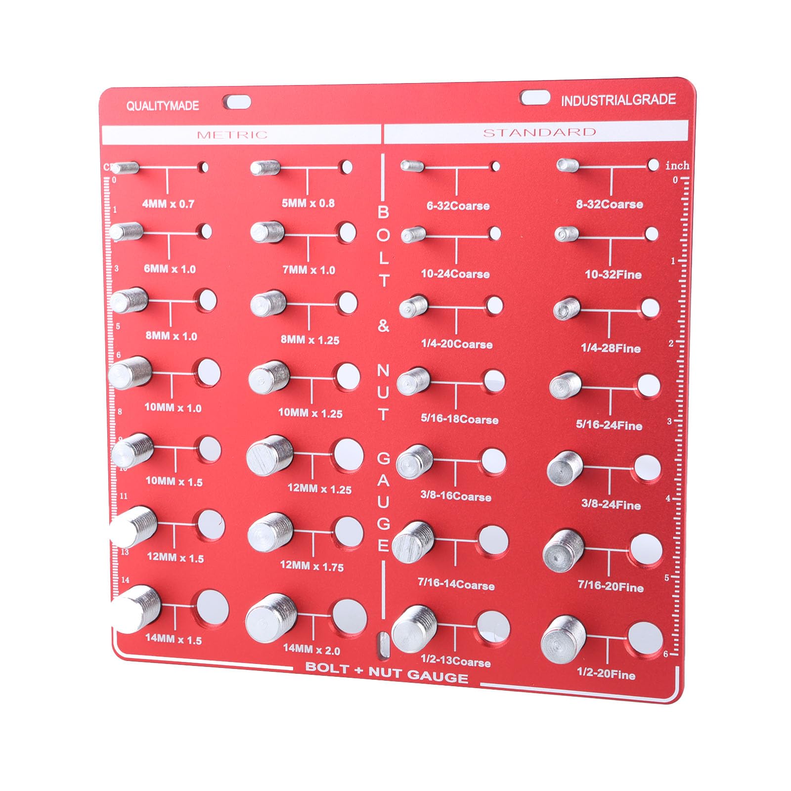 Hdoytxxm 28 Holes Essential Nut And Bolts Measuring Device With Wall Mount Designings Thread Size Tool Bolts Size Measuring Hardware