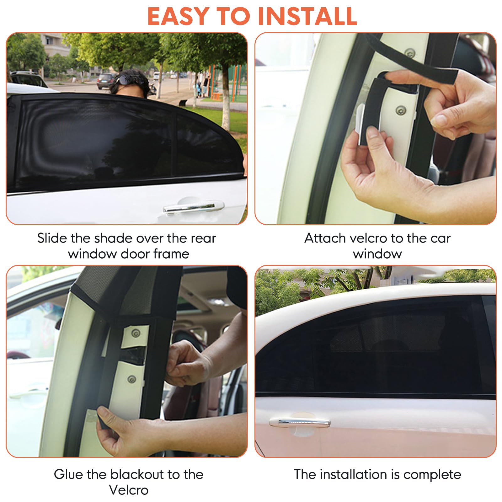 2 Pack Car Window Shades for Baby,Car Blinds for Windows with a stretched size of 54 x 100cm,Breathable Mesh Sun Shade for Baby,Universal Fit for 99% of Vehicle Models,Protect Kids from Sun Glare — view 6