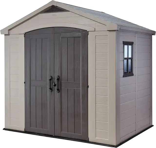 Keter Factor 8x6 ft Insulated Outdoor Storage Shed - Beige/Brown