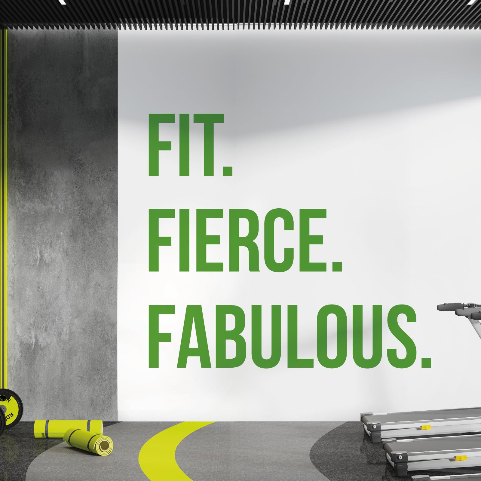 Fit Fierce Fabulous Motivations-Wandtattoo, Motiv Fitnessstudio, Marina