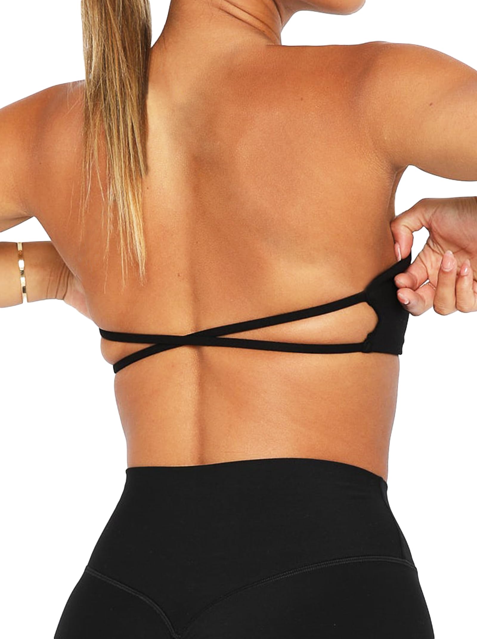 MstaadWomen's Padded Bandeau Strapless Sports Bra Tube Top Wireless Non-Slip Seamless Stretchy Workout Bralette