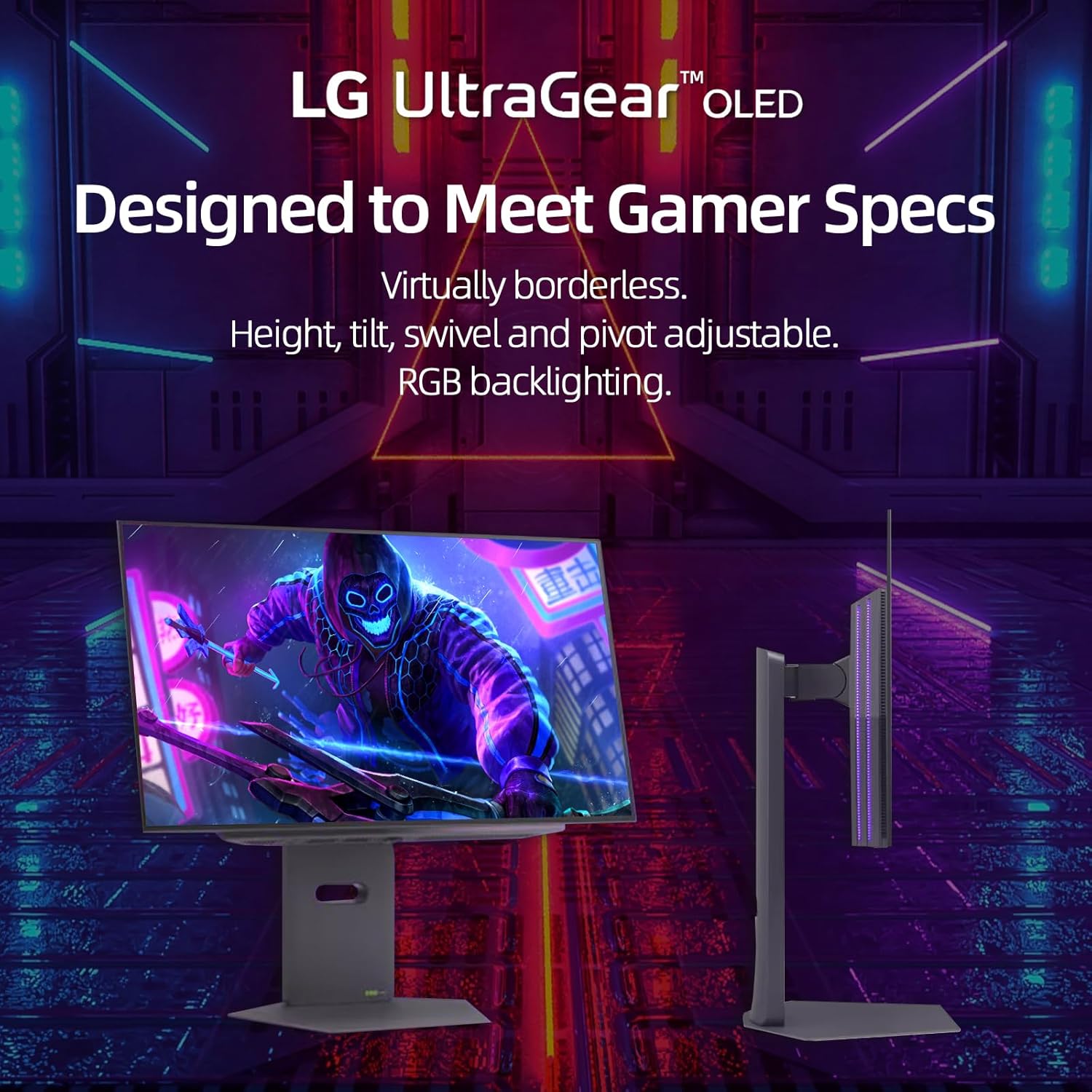 LG 27" OLED QHD (2560 x 1440) Gaming Monitor, 480Hz, 0.03ms, FreeSync Premium Pro, G-Sync Compatible, DisplayHDR True Black 400, DCI-P3 98.5%, RGB Lighting, Adjustable Stand