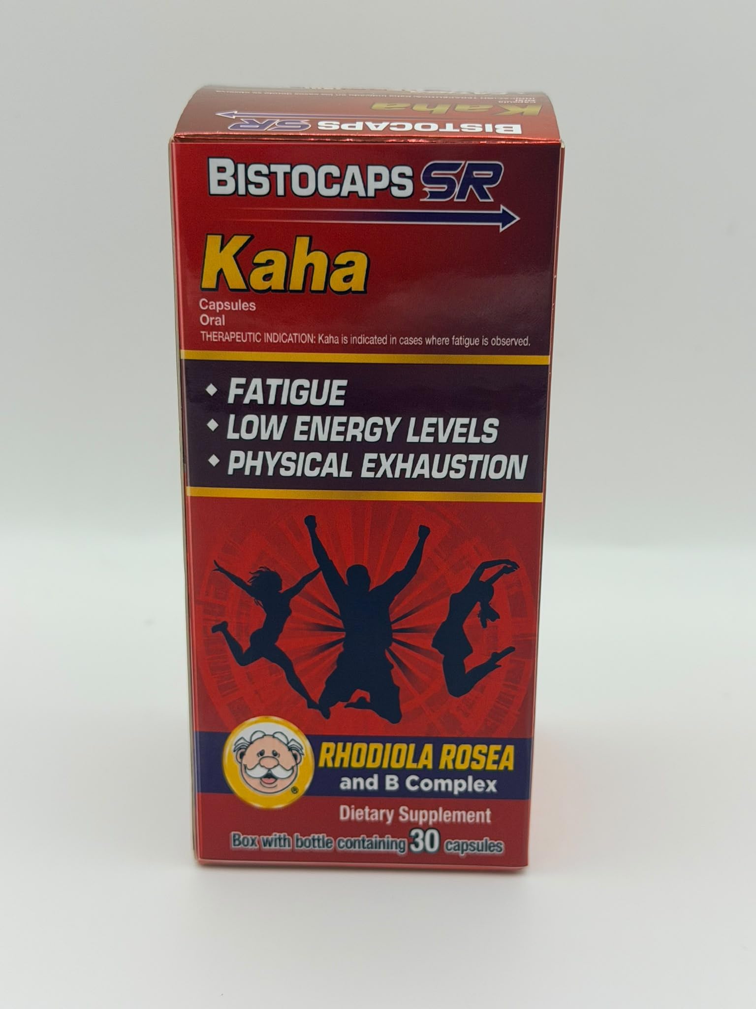 Kaha Bistocaps SR – Rhodiola Rosea & B-Complex – 30 Capsules – Supports Energy & Vitality – Similares