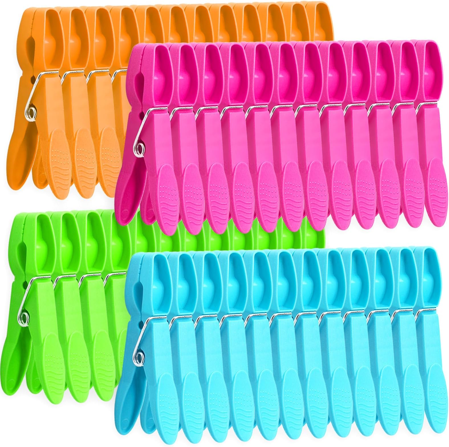 Clothes Pins,48 Pack Colored Plastic Clothespins, Clothes Pins Heavy Duty Outdoor, Non-Slip Laundry Clips for Hanging Clothes, Towels, Crafts, Picture, Clips Food Package Clips