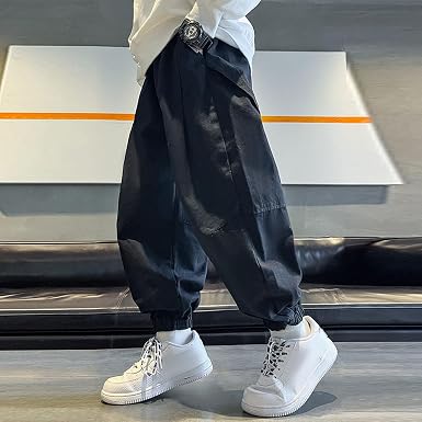 Pantalon Cargo Enfant Garçon Taille Élastique 3-16 Ans - Jogging Ample Hiver Streetwear Confortable Pas Cher