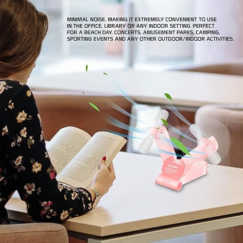 Miniatura 10 de Cellet Mini ventilador portátil de refrigeración de aire de 500 mAh cargado por USB. Cabezales dobles duraderos y ligeros ideales para el hogar,