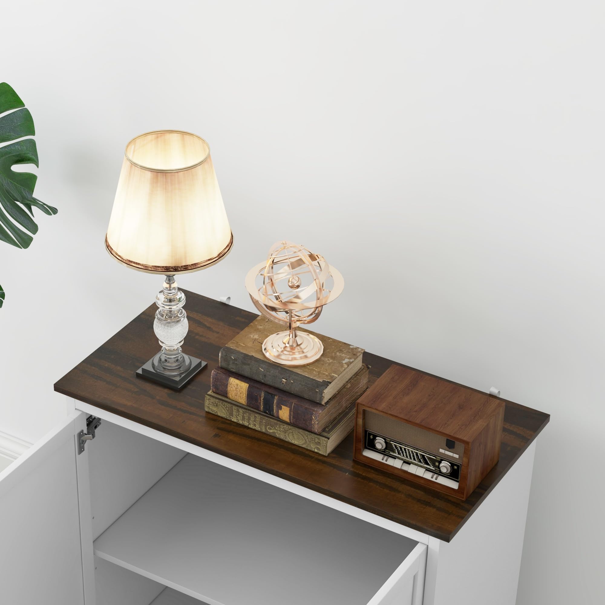 HOMCOM Credenza Cucina Moderna Mobile 2 Ante in Legno 80x39.7x80cm Bianco | Ripiano Regolabile, per Soggiorno e Ingresso