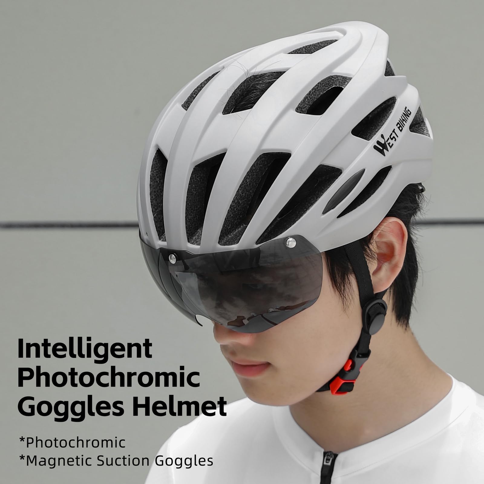 Casque de vélo réglable, Casque de vélo Urbain résistant au Soleil avec Lunettes détachables à Changement de Couleur pour Hommes et Femmes, pour Les déplacements en Plein air