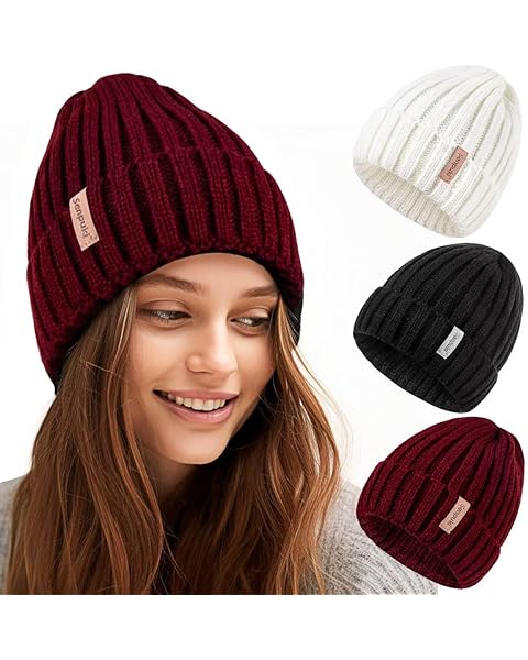 SENPUKI Womens Winter Knitted Beanie Hat 3PCS,Warm Knit Fashionable Caps,Womens Beanie for Fall Cold Weather