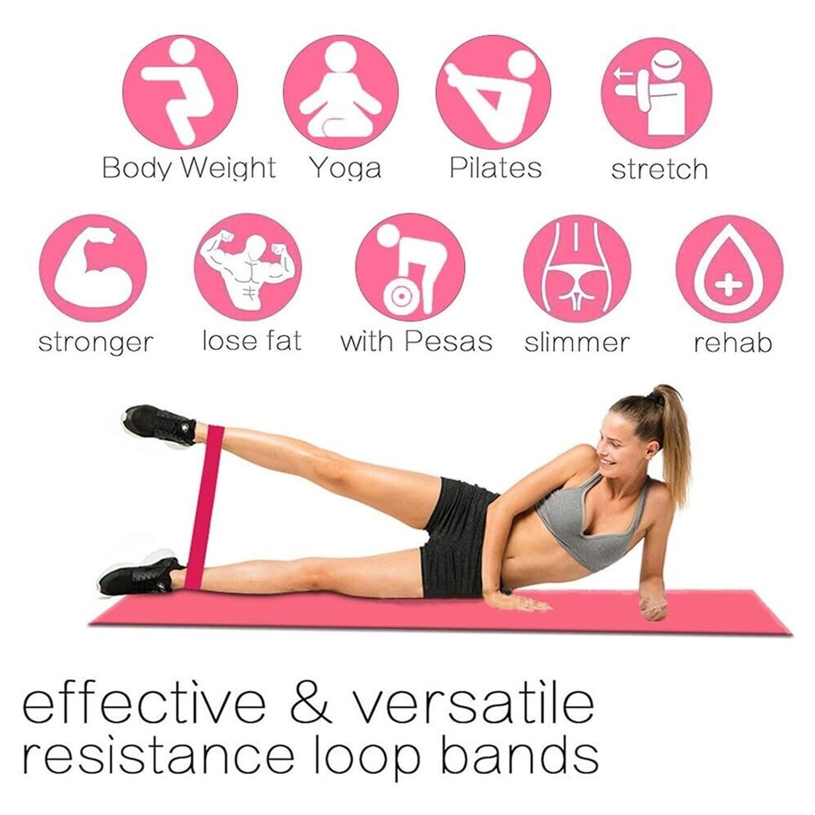 Lot De Bandes De Résistance Fitness - 5 Niveaux En Latex - Pour Musculation, Pilates, Rééducation - 3