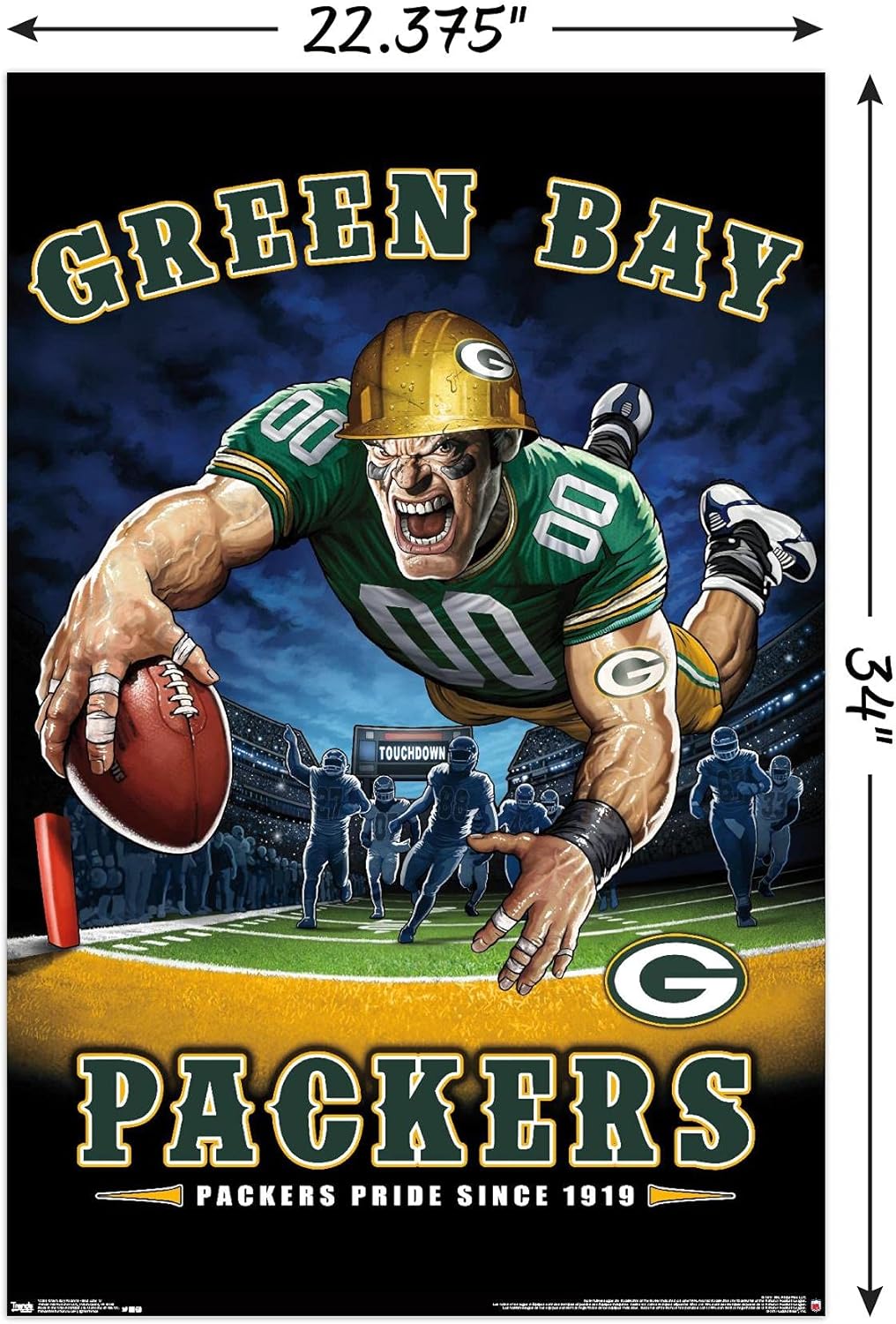 Trends International NFL Green Bay Packers - End Zone 17 Wall Poster, 22.375" x 34", Unframed Version - Image 3