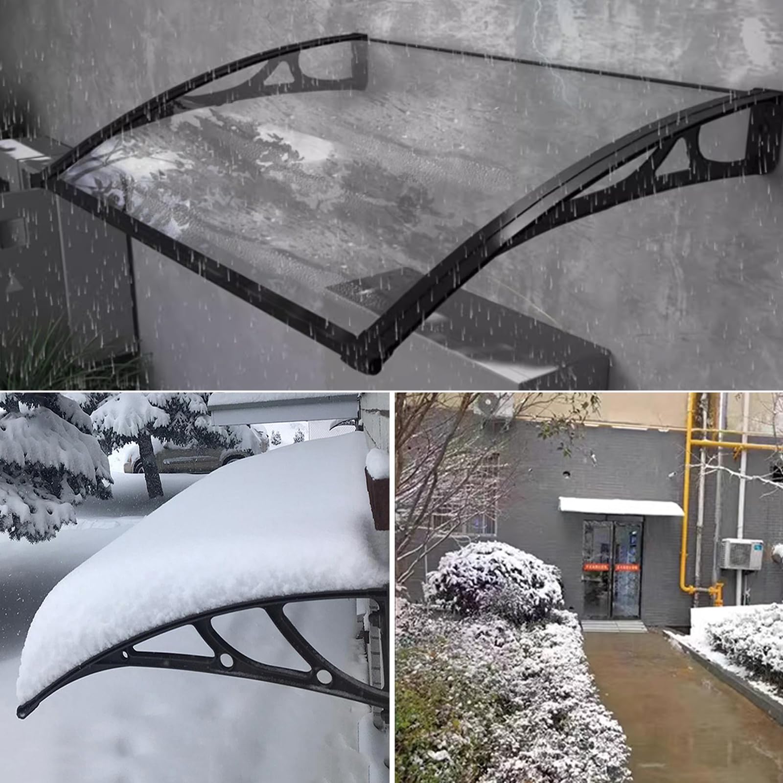 Tettoia per porta esterna in policarbonato, protezione da pioggia, neve e sole, 80 x 180 cm, resistente alle intemperie, elegante copertura per ingresso di case e aziende