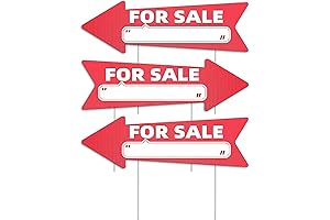 Sale Estate Sign Red Arrow with Stake - (3 Pack), Business Sale...