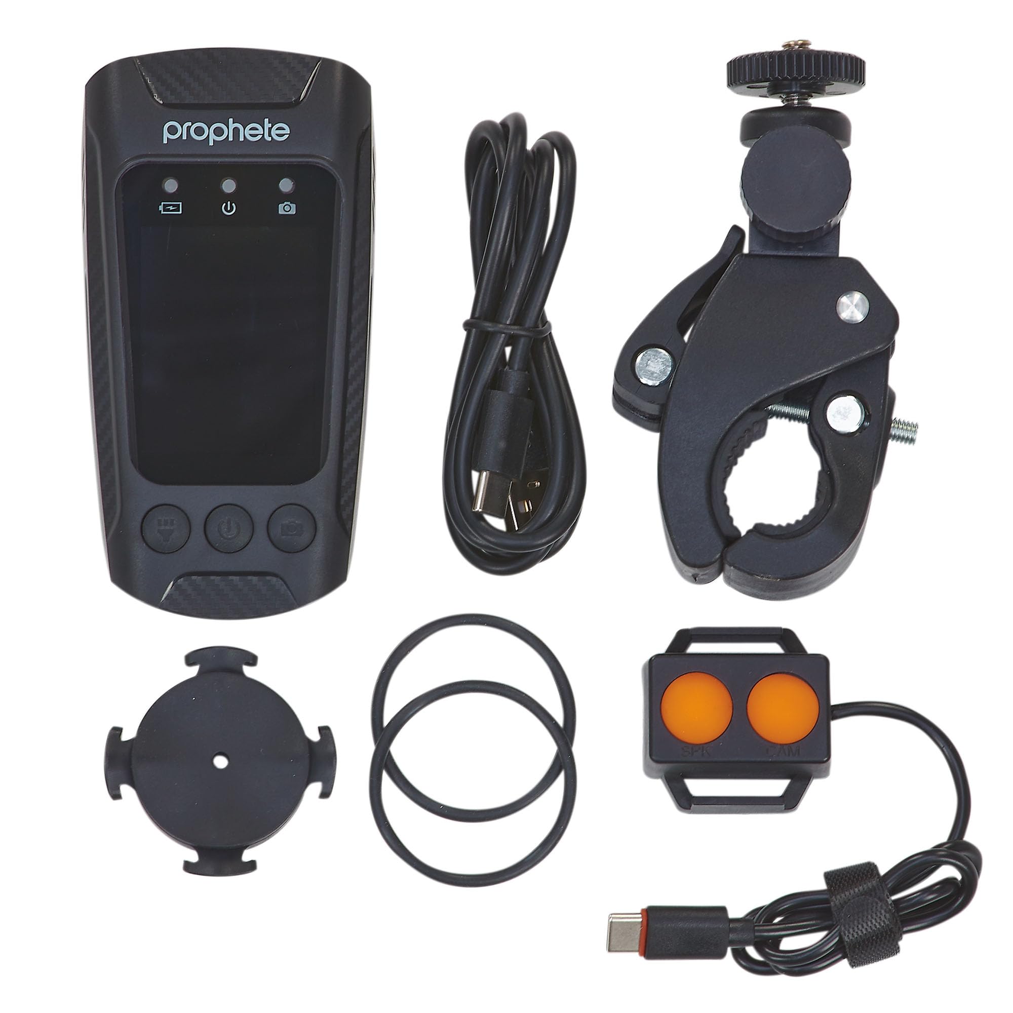 Prophete Fahrrad Dashcam – 4K 30 fps Video, 20 MP Fotos, Front- & Rückfahrkamera, 4,5 Std. Aufnahmezeit, App-Steuerung für iOS & Android, robuste Lenkerhalterung, USB-C Ladefunktion