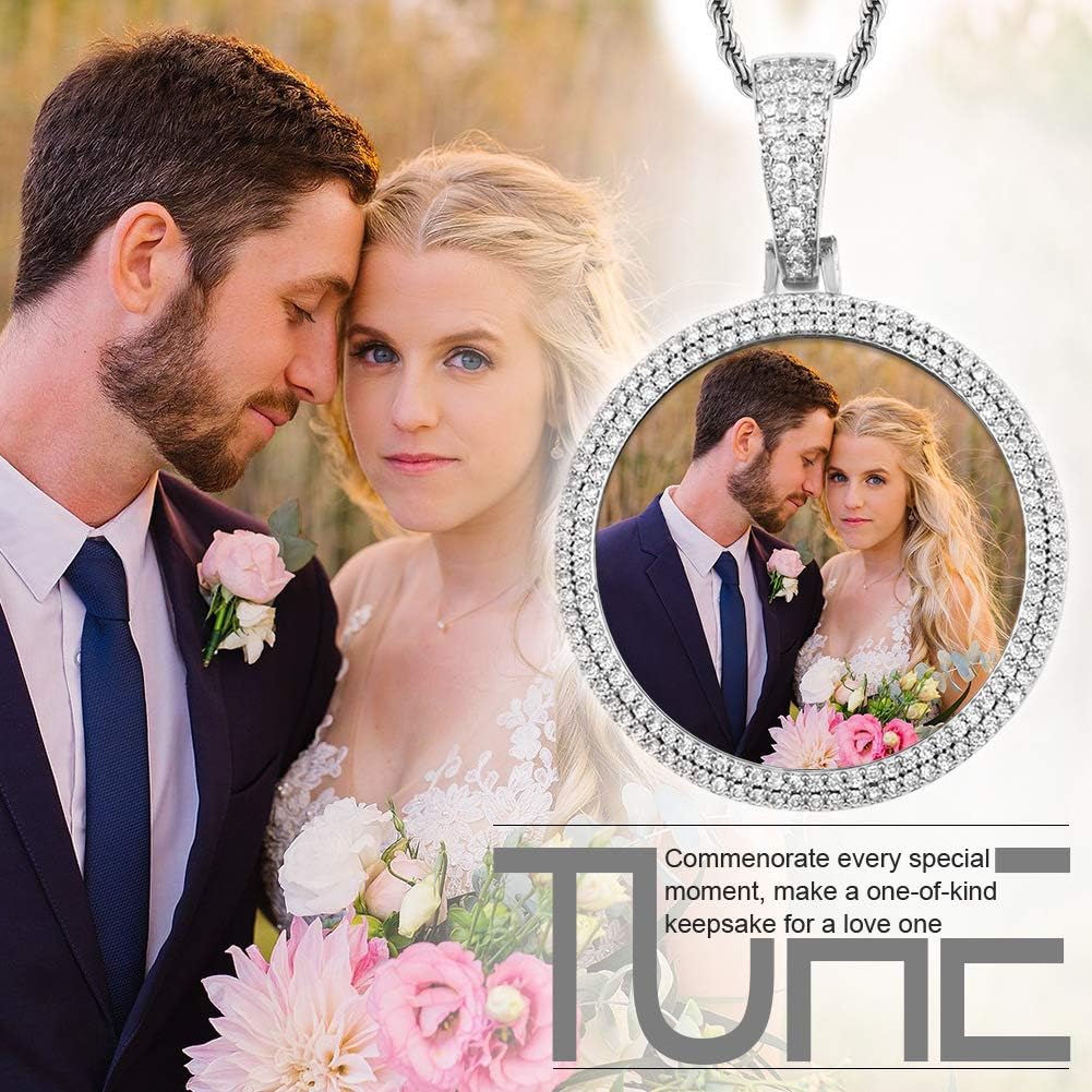 Custom Picture Necklace Personalized Photo Pendant Customized Picture Chains For Men Gold Silver Memory Round Engraved Medallion Necklaces