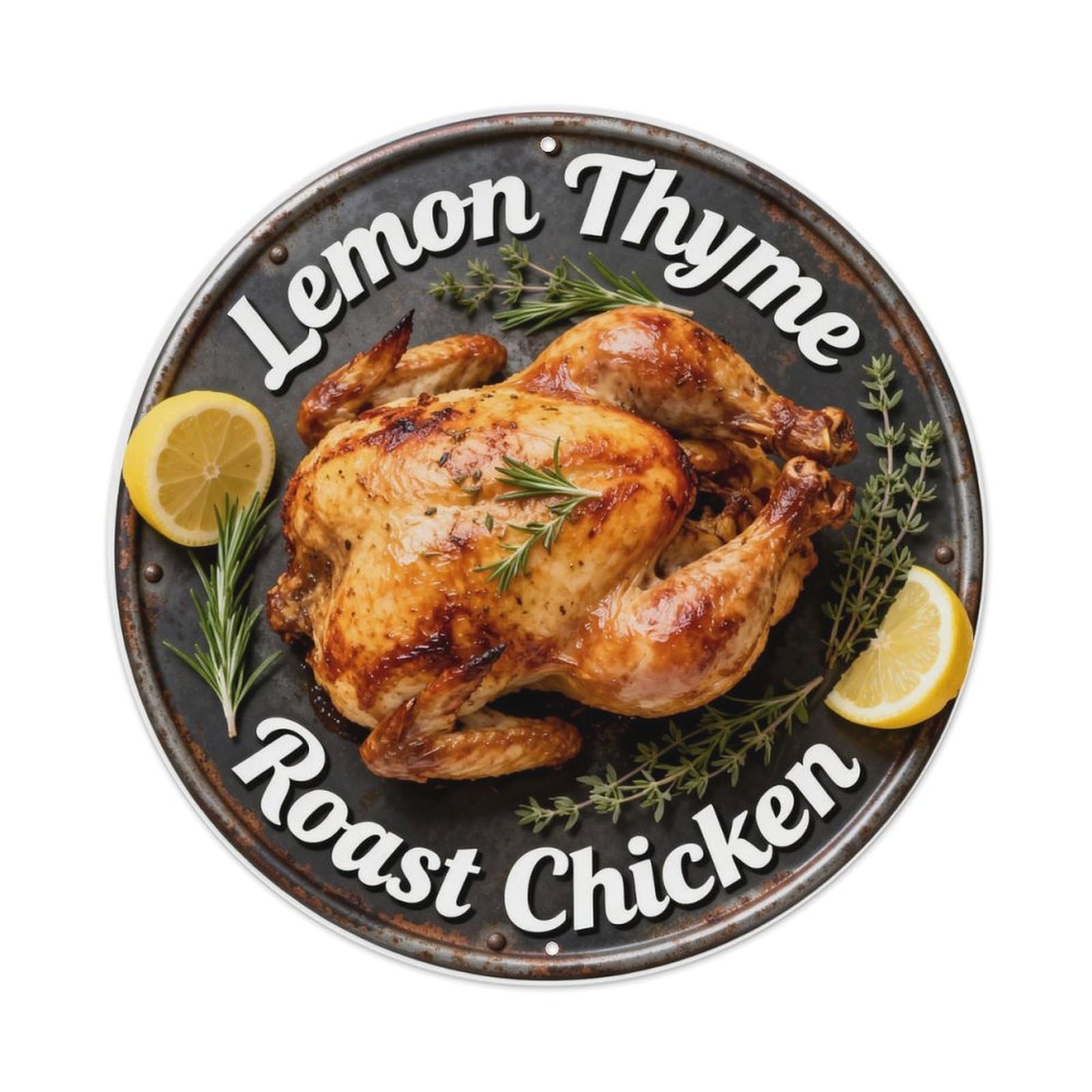 Lemon Thyme Roast Chicken Metal Tin Sign Plaque