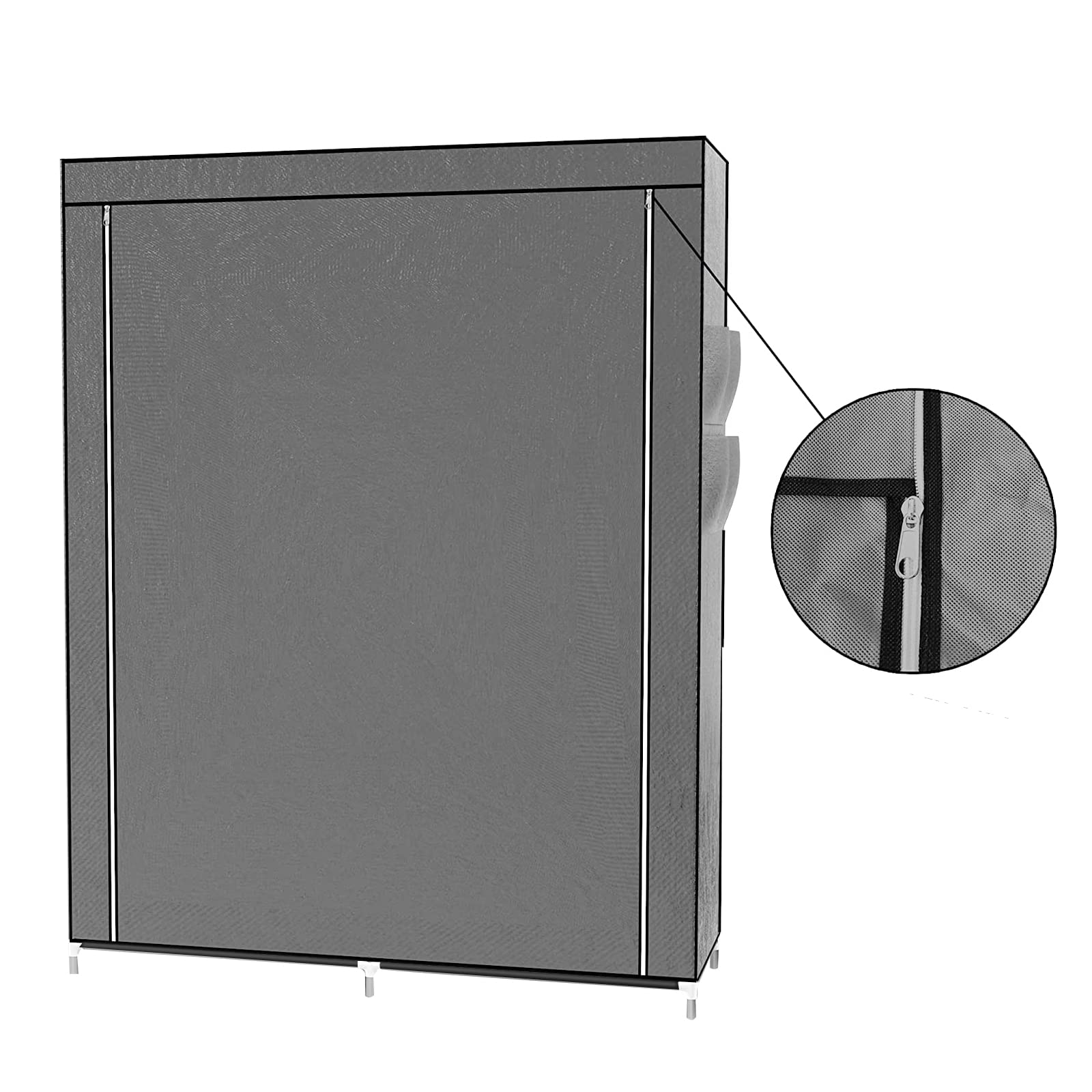 LANTUS Armario de Almacenamiento Plegable - Armario de Tela No Tejida con Cierre de Cremallera - Armario de Camping (105 x 45 x 170 cm), Color Gris Oscuro