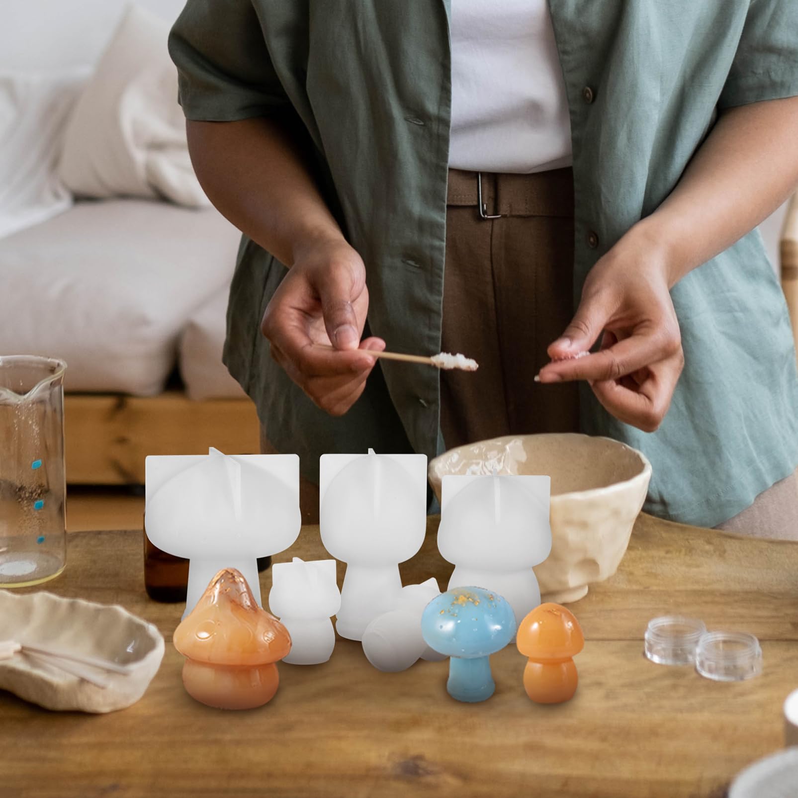 DOITOOL 10pezzi Stampi Forma Fungo in Silicone Per Decorazioni in Resina Epossidica Fai Da Te Per Casa