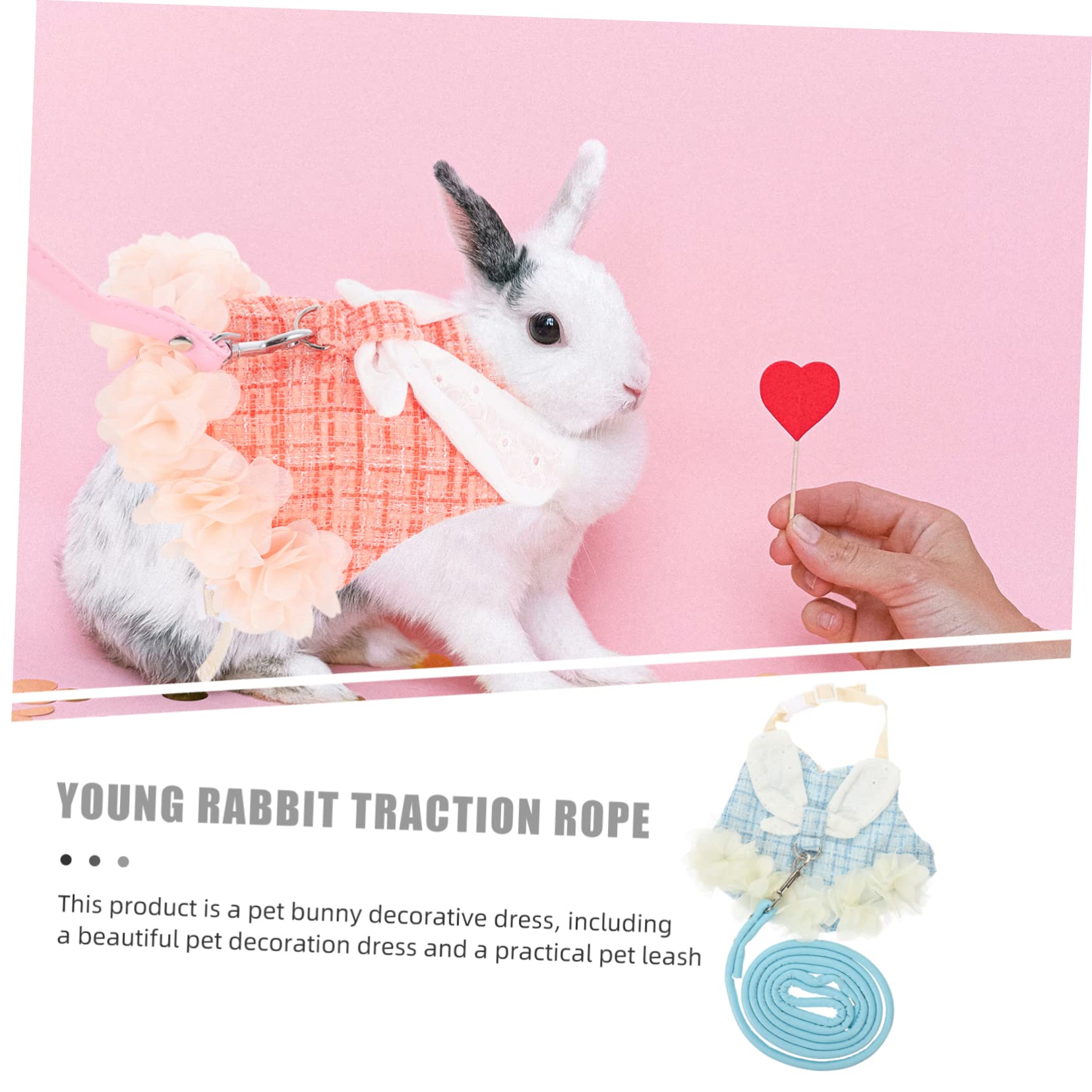 Angoily 3sätze Kaninchen-Geschirr Mit Leine Adorable Bunny Vest Für Haustiere Für Und Fotos Bequem Und Leicht Auszuziehen