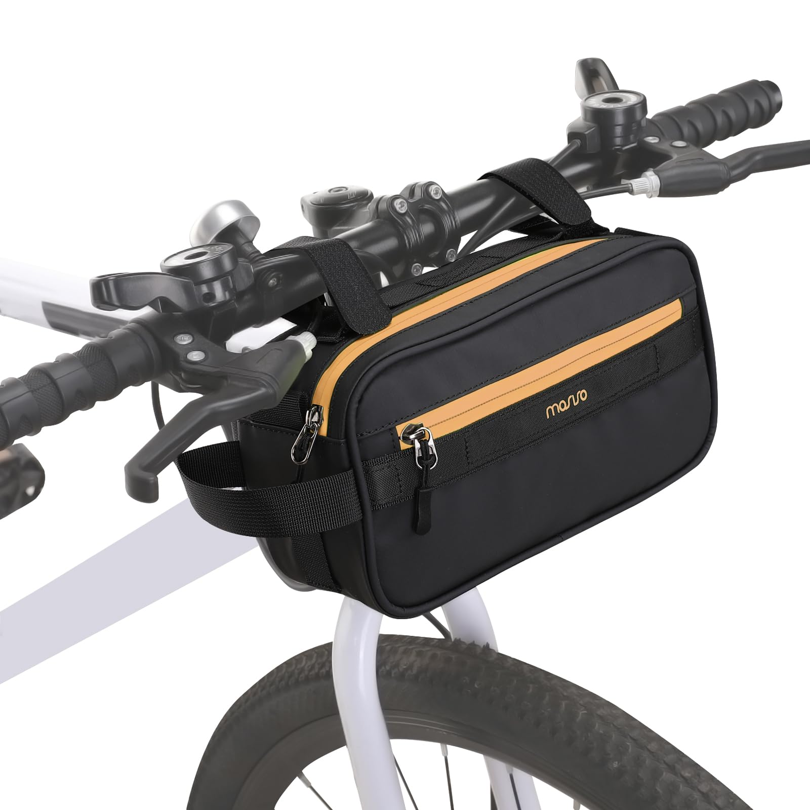 MOSISO Bike Handlebar Bag, Bicycle Frame Bag, Multifunctional Waterproof Cycling Front Case with Shoulder Strap, Bike Crossbar Front Pouch Storage Tool Case for Women Men Road Mountain Cycling,Orange