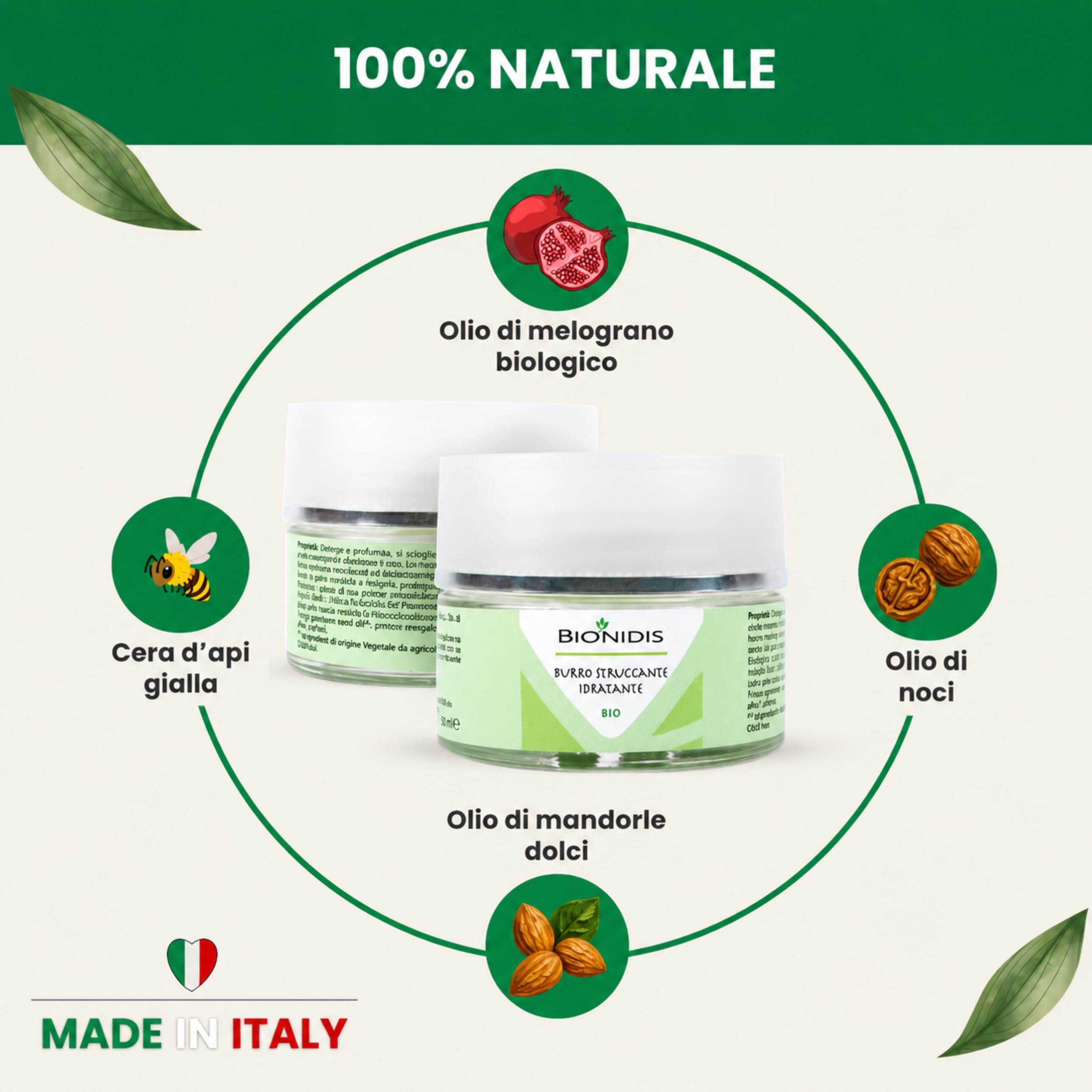 Burro Struccante Naturale Viso e Occhi, Struccante Waterproof Idratante e Delicato