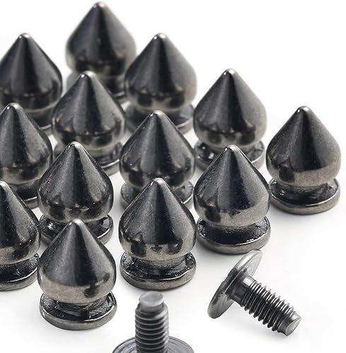 Miniatura 3 de YORANYO 100 juegos de clavos y tachuelas de 0.374 in para ropa, remaches de metal para cuero, punk, remaches, tachuelas y picos para ropa, zapatos,