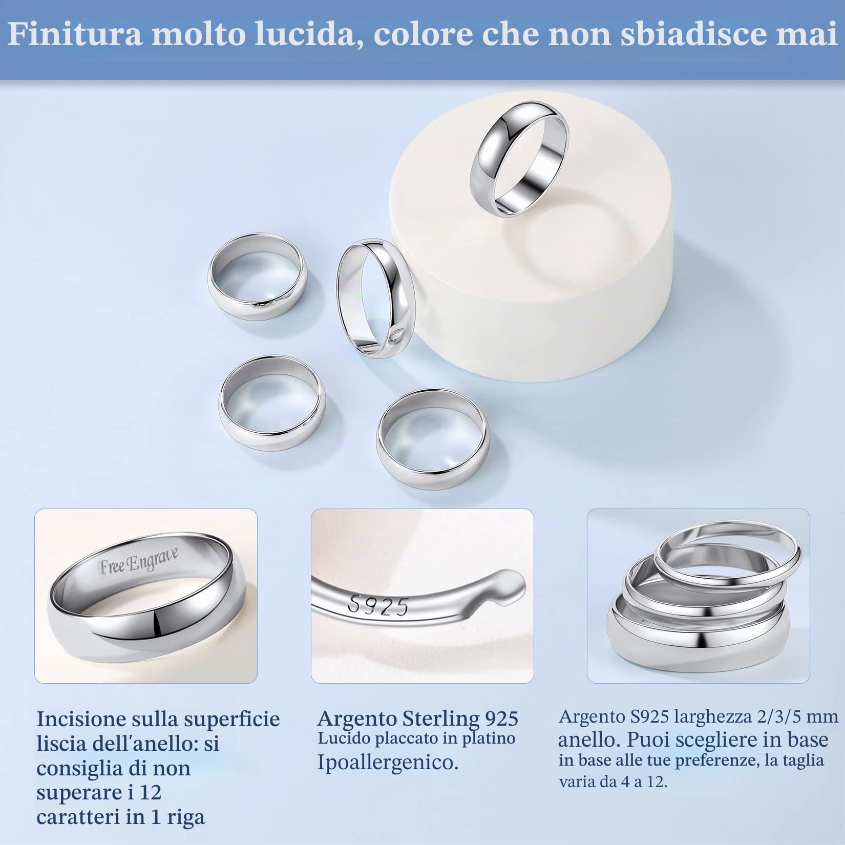 Suplight Anello Donna a Fascia in Argento Sterling 925 Misura 7-27 Anelli Intrecciati 1.5mm, Anello a Fascia 2mm/3mm/5mm, Colore Argento/Nero/Oro Rosa Fedina Fidanzamento Matrimonio Confezione Regalo