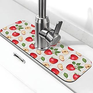 Faucet Draining Mat For Kitchen Sink, Apple Orchard Wood Grain Diatom Mud Absorbent Drain Pad For Bathroom Kitchen Sink Splash Guard Drying Mat
