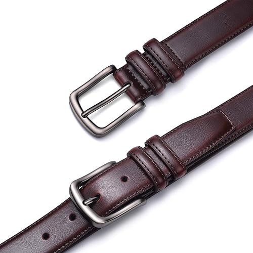 Miniatura 3 de Autolock Mens Belt, Genuine Leather Dress Belt Classic Casual 1 14" Wide Belt With Single Prong Buckle