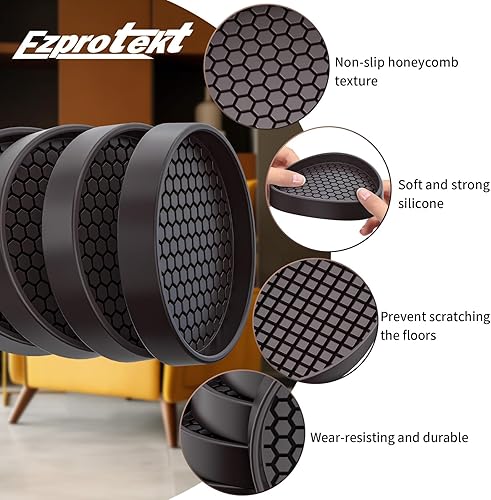 Miniatura 10 de Posavasos para muebles, almohadillas antideslizantes de 2.5 pulgadas para suelos de madera dura, 8 tazas redondas de goma antideslizantes para