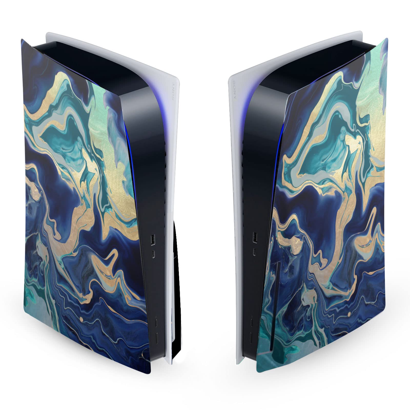 Skin PS5 Édition Disque autocollant vinyle Monika Strigel Indigo Mix habillage console - 7