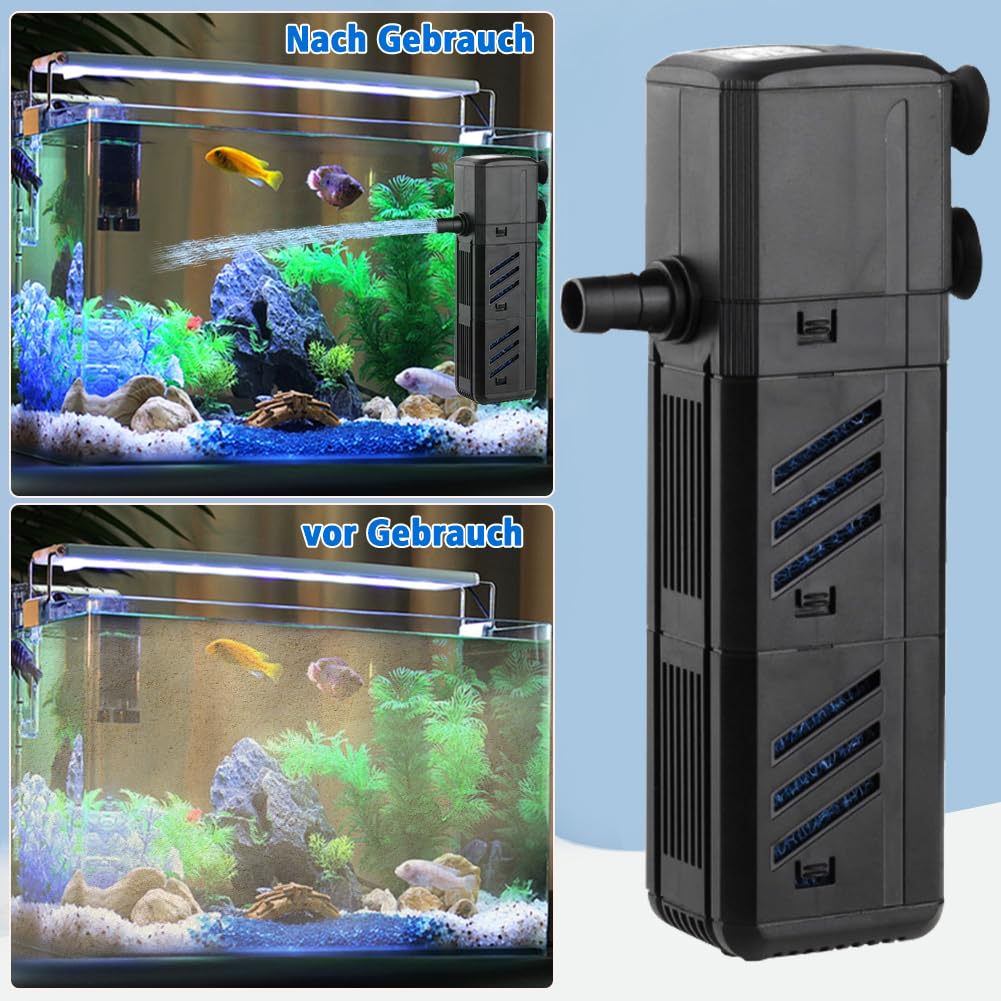 Filtro Interno Per Acquario Boxtech 6W - 4 In 1, Pompa Ultra Silenziosa, Portata 450 L/h, Per 70-150 Litri