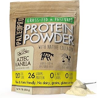 PaleoPro Protein Powder (Aztec Vanilla 1lb.) Grass-Fed, Pastured, Cage-Free Protein | Gluten Free, Dairy Free. No Sugar, Soy, Grains or Net Carbs | Paleo & Keto Friendly (15 Servings)