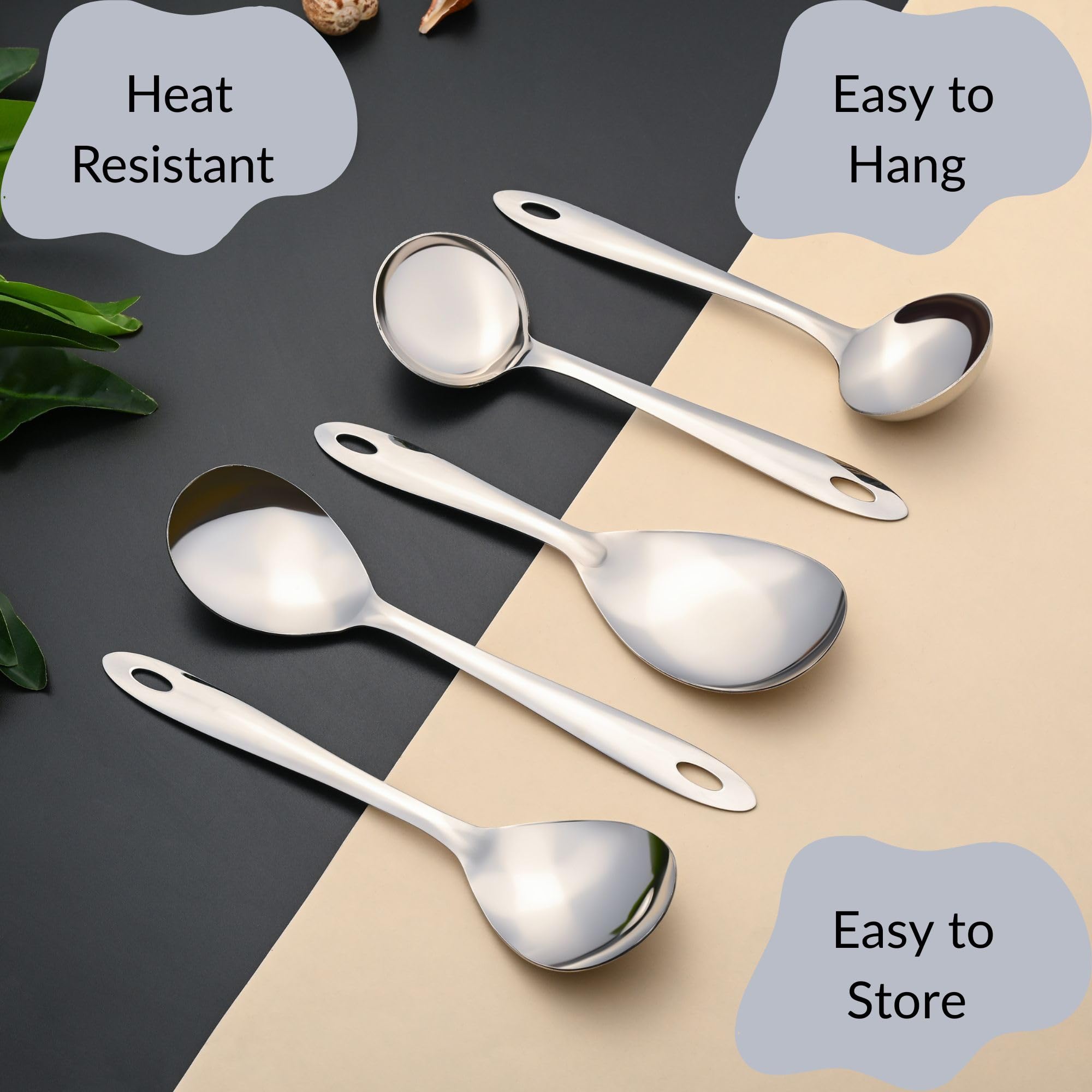 Montavo Stainless Steel Serving Spoon Set - 5 Piece -7