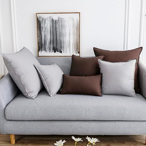 Miniatura 5 de Jeanerlor Funda de almohada decorativa de lino y algodón de 20 x 20 pulgadas (50 x 50 cm) para sofá y sala de estar, duradera, elegante y cómoda,