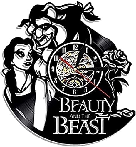 Miniatura 3 de Reloj de pared Reloj de pared La Bella y la Bestia Reloj de Pared de Disco de Vinilo Reloj de Pared Retro Nostálgico Decorativo Reloj de Pared 0