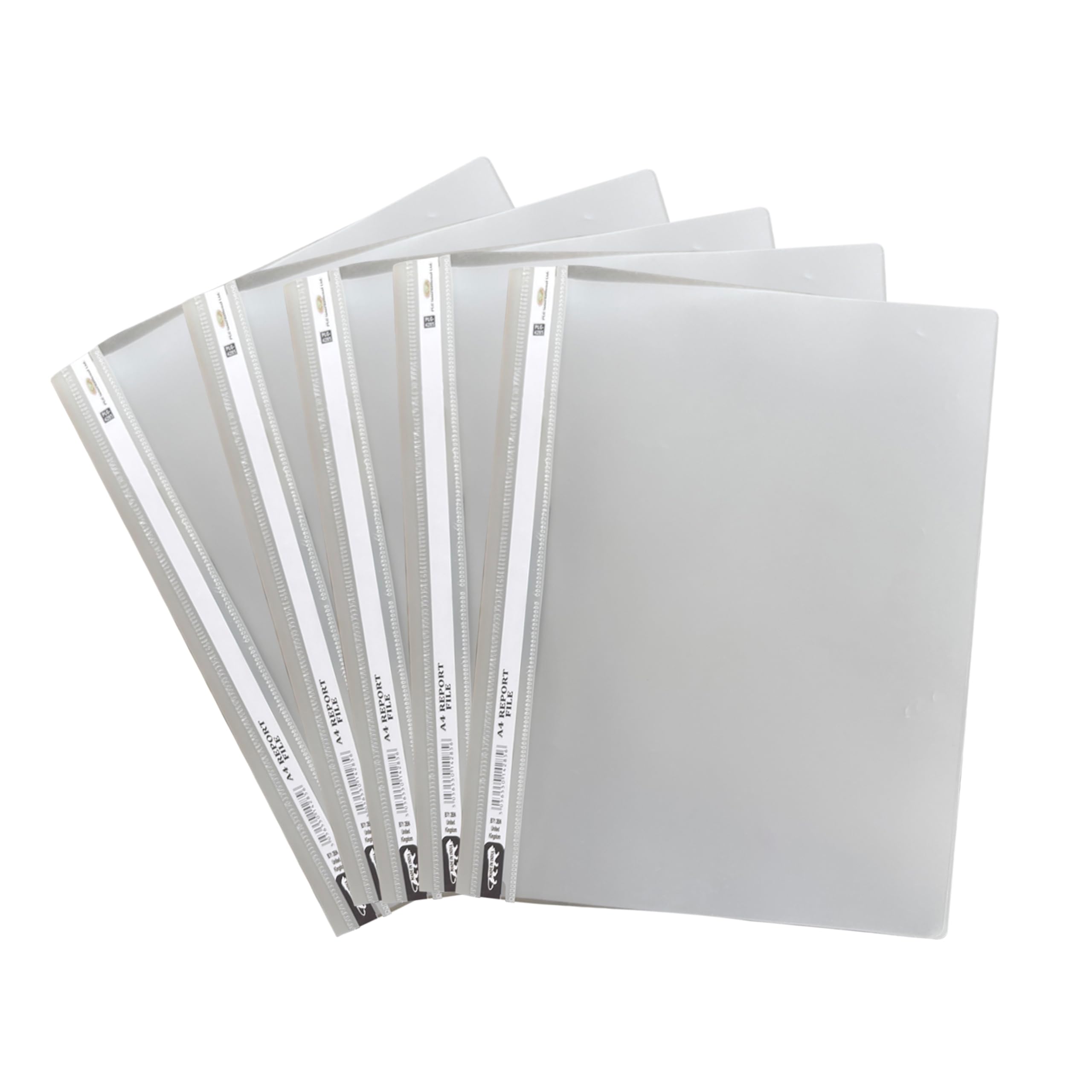 Eason BROS A4 Project Report Files - Plastic Presentation Document with Transparent Front Cover & 2-Prong Mechanism | Durable Folders for Office Reports, Coursework & Paper Storage - (24, Grey)