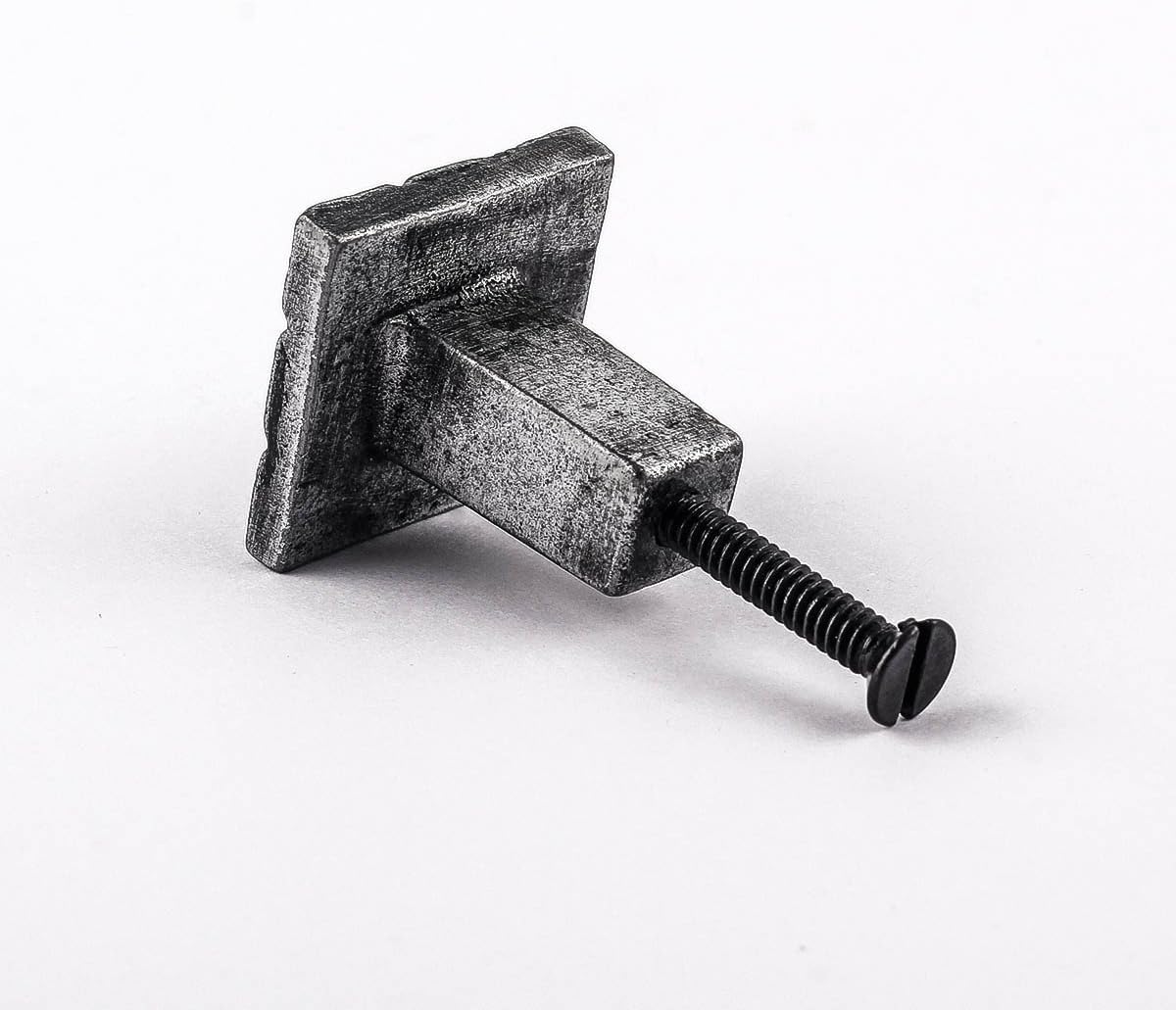 Renovators Supply Manufacturing Iron Cabinet Knob and Pulls Square Aztec Pewter Finish Cabinet Hardware