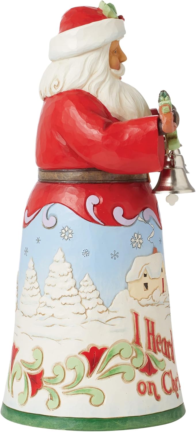 Enesco Jim Shore Heartwood Creek 18th Annual Song Series Christmas Day Santa with Bells Figurine- Stone Resin Hand Painted Crafted Collectible Santa Figurines Christmas Home Decor Statue, 10.04 Inch - Image 4
