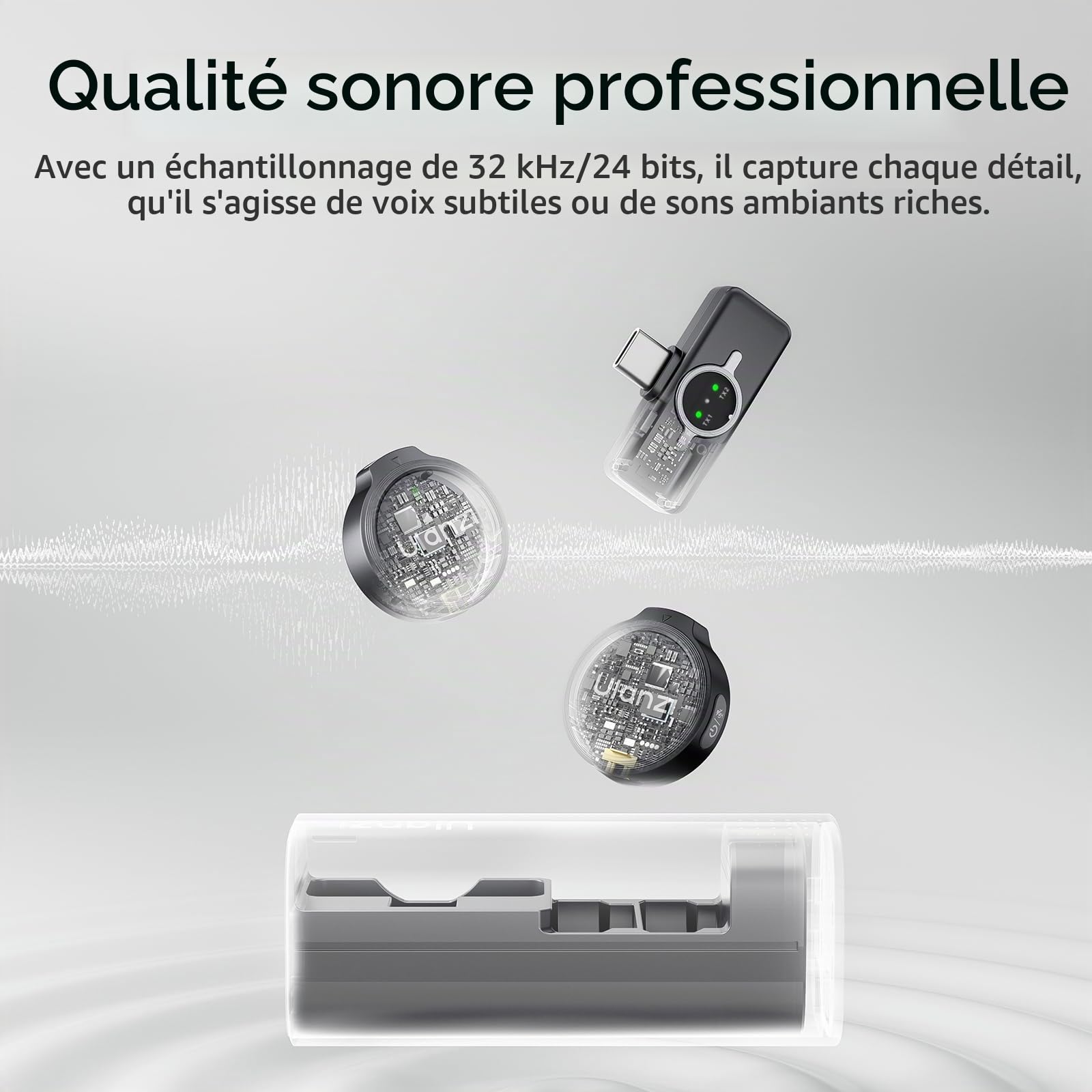 ULANZI A21 Microphone Cravate Magnétique sans Fil pour iPhone 17-15 Android, 100m Portée et 360° Capture, Réduction du Bruit AI, USB-C/Audio Hi-FI/Autonomie 30h, Micro Lavalier pour Vlogging/Youtuber