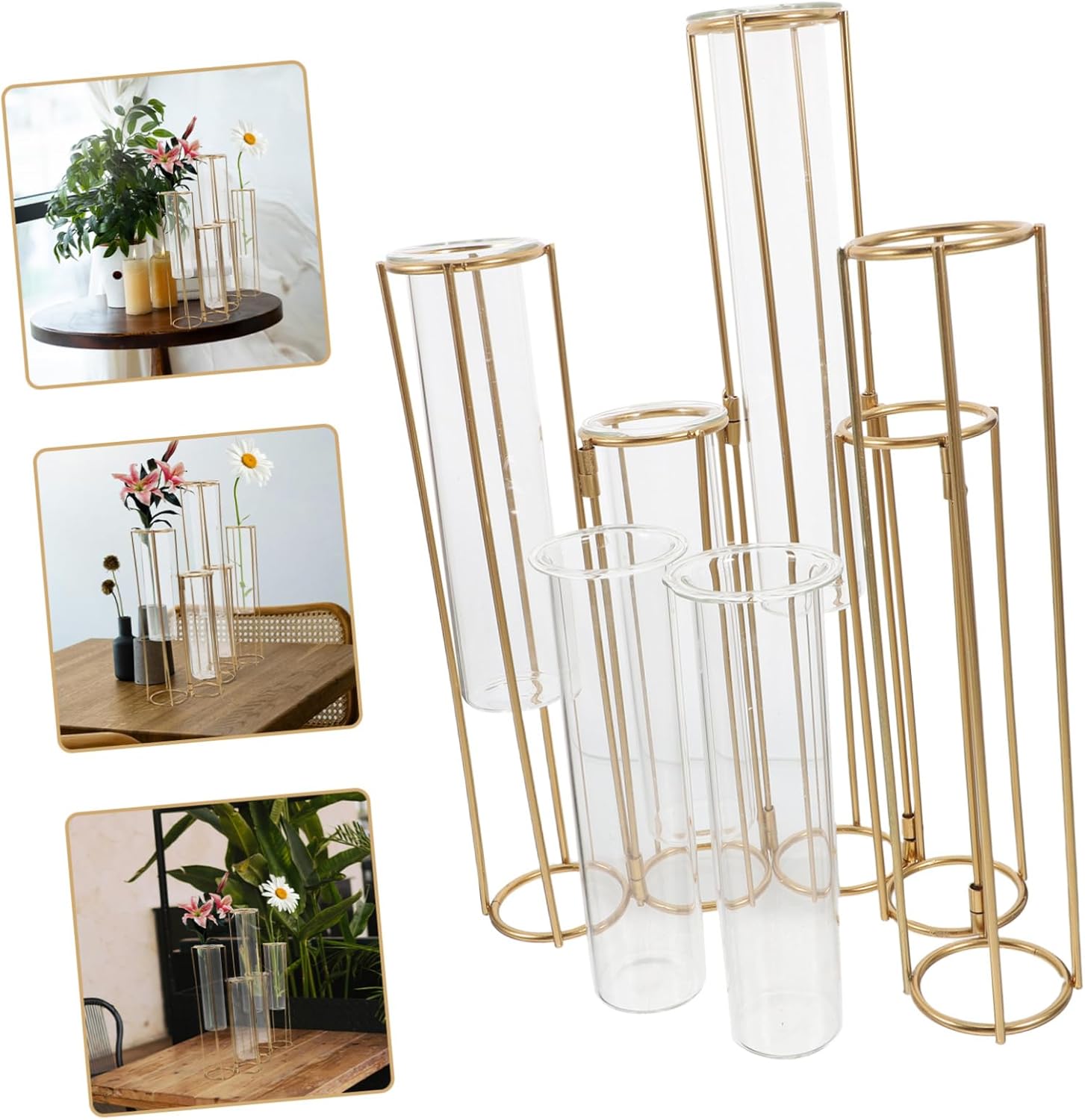 BESTOYARD Hydroponic Glass Vase with Rotatable Stand for Tabletop Flower Arrangements Base for Indoor Decor for Dried Flowers and Propagation Stations