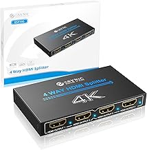 eSynic Splitter HDMI 4K Répartiteur HDMI 1 en 4 Sorties-Résolution 4K x 2K 576i/576P/720p/1080i/1080p et Résolutions 3D-Compatible avec XBox/HDTV/PS3/PS4